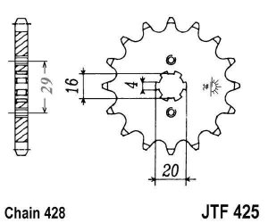 Pinion fata JT JTF 425-14 14T, 428